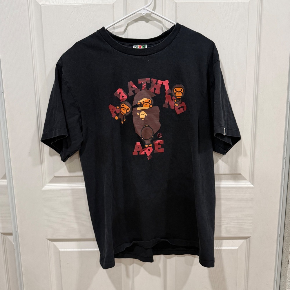 A Bathing Ape BAPE Baby Milo Big Ape Head Graphic T-Shirt Black XL 002TEH801006M